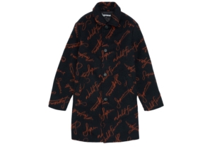 Supreme Script Logos Wool Overcoat Zwart