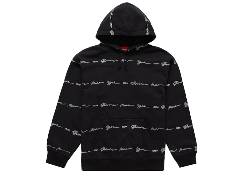 Supreme Script Stripe Hooded Sweatshirt Zwart