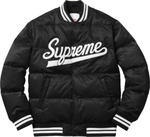 Supreme Script Varsity Puffy Jacket Zwart