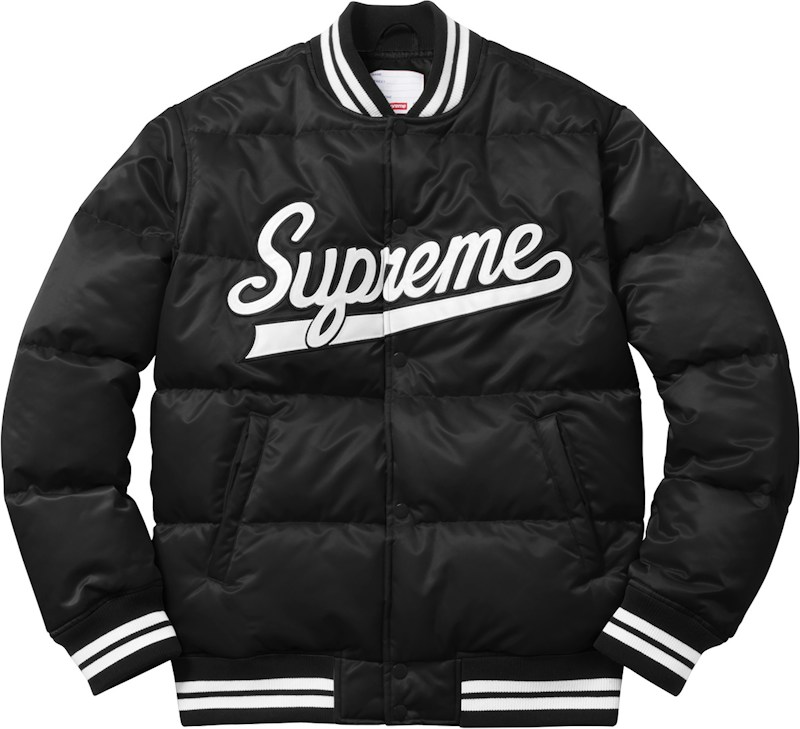 Supreme Script Varsity Puffy Jacket Zwart
