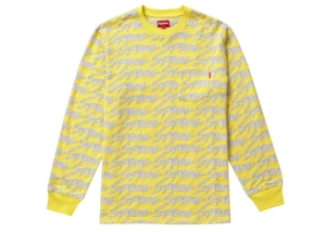 Supreme Signature Script Logo L/S Pocket Tee Geel