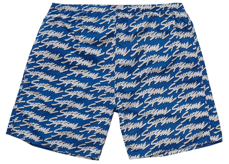Supreme Signature Script Logo Water Short Royal Blauw