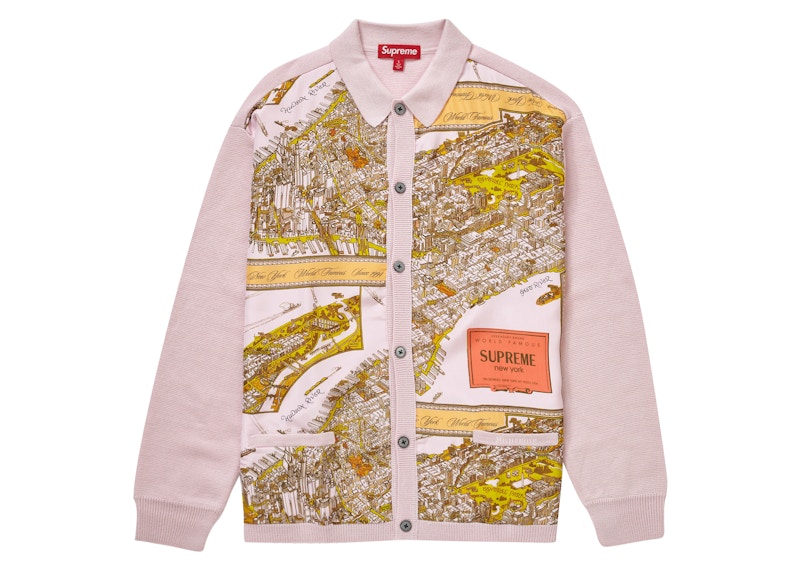Supreme Silk Map Cardigan Roze