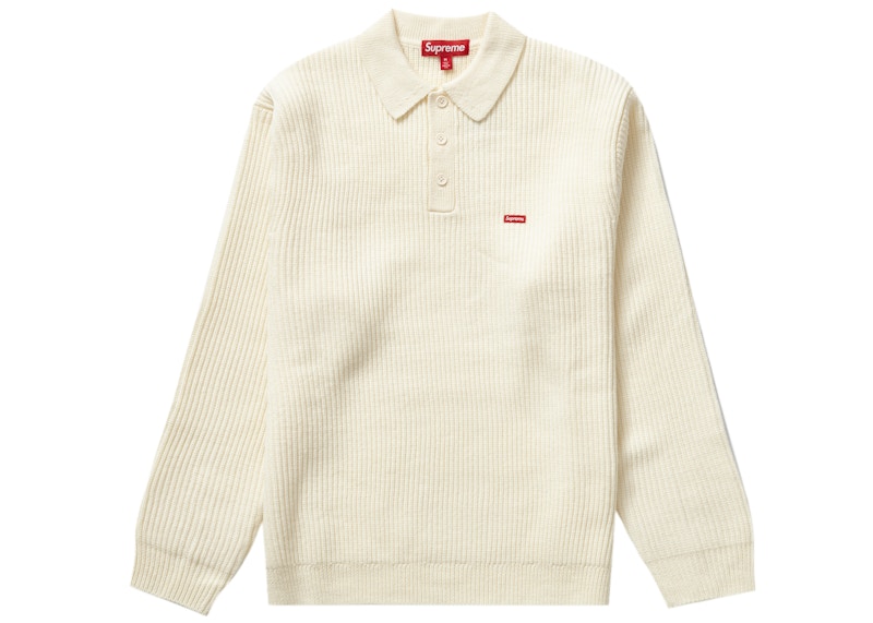 Supreme Small Box Polo Sweater Ivory Wit