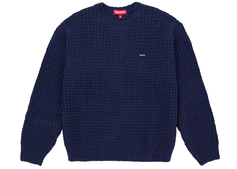 Supreme Small Box Waffle Sweater Blauw