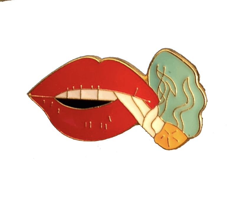 Supreme Smoking Lips Pin Goud