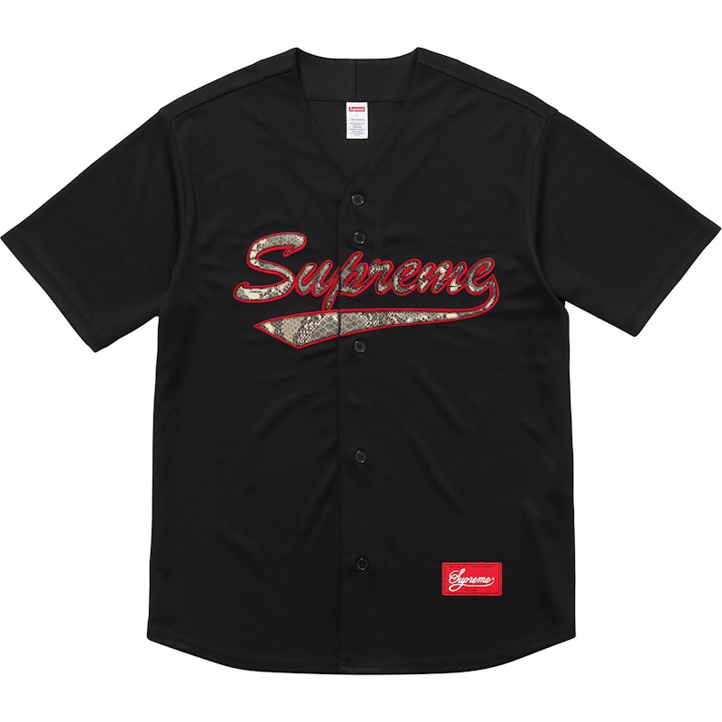 Supreme Snake Script Logo Baseball Jersey Zwart