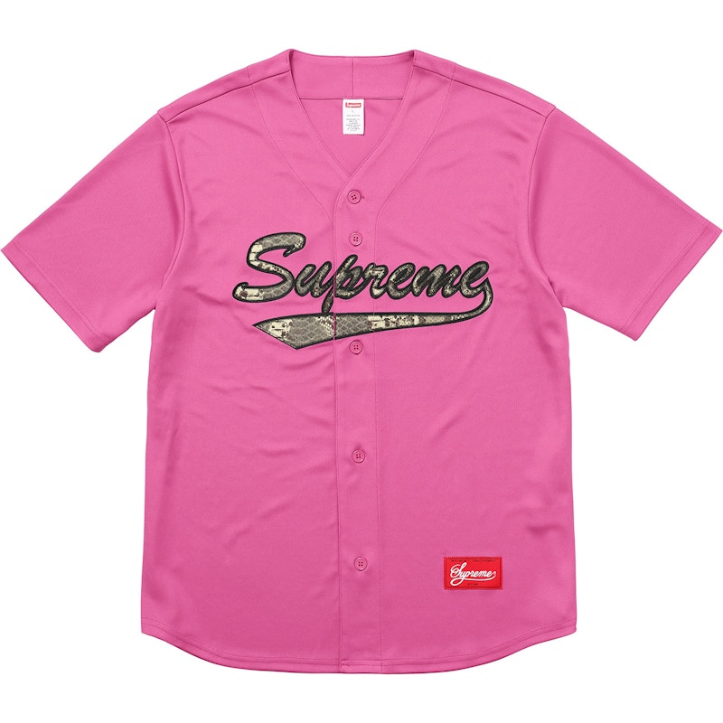 Supreme Snake Script Logo Baseball Jersey Roze