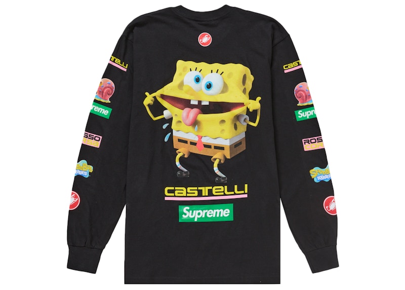 Supreme SpongeBob/Castelli Racing /S Tee Zwart