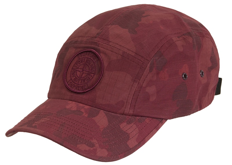 Supreme Stone Island Reactive Ice Camo Ripstop Camp Cap Rood