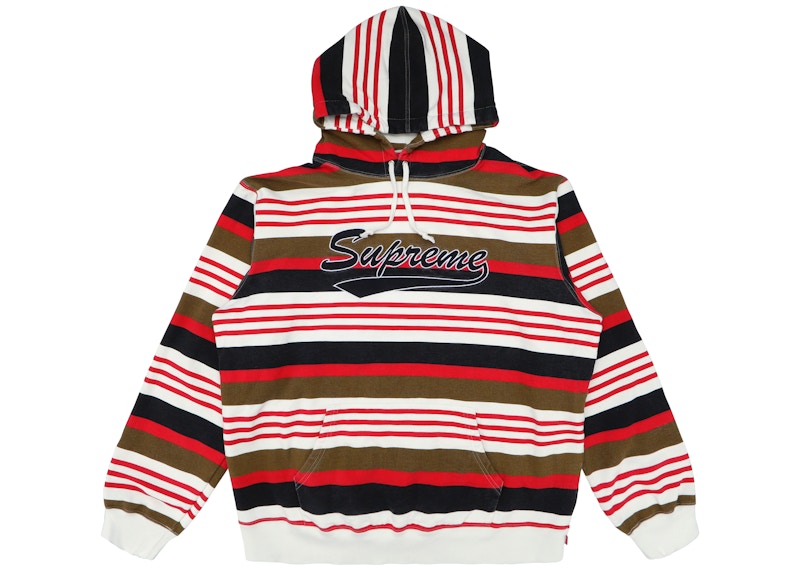 Supreme Striped Hooded Sweatshirt Rood