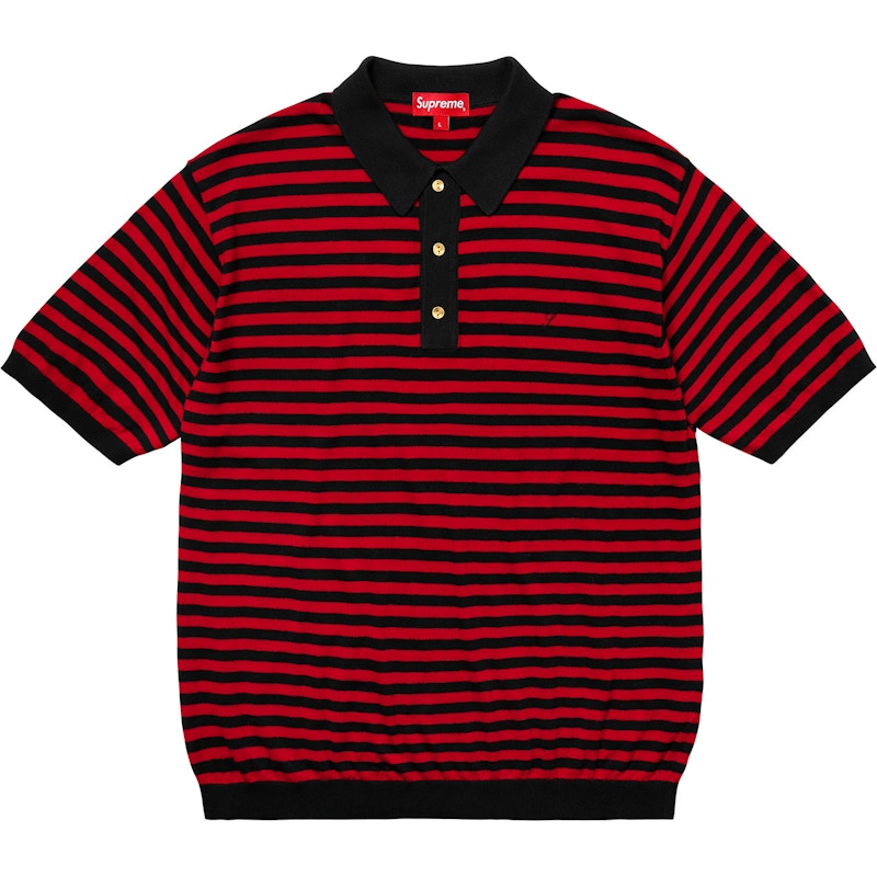 Supreme Striped Knit Polo Rood
