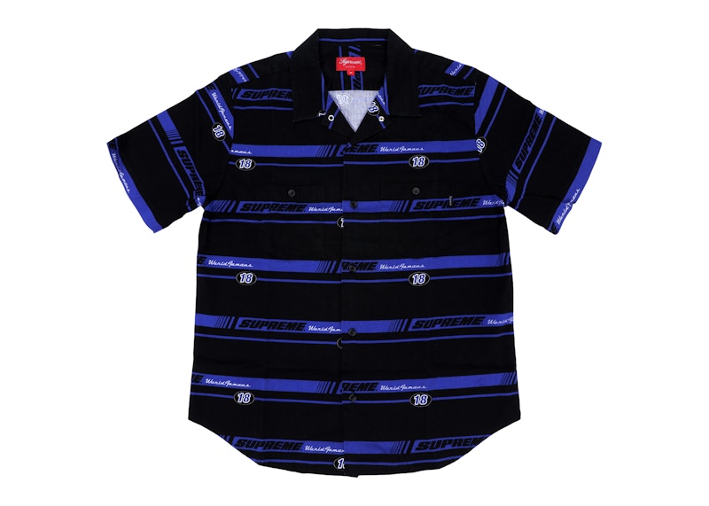 Supreme Striped Racing Work Shirt Zwart