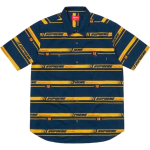 Supreme Striped Racing Work Shirt Blauw