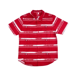Supreme Striped Racing Work Shirt Rood
