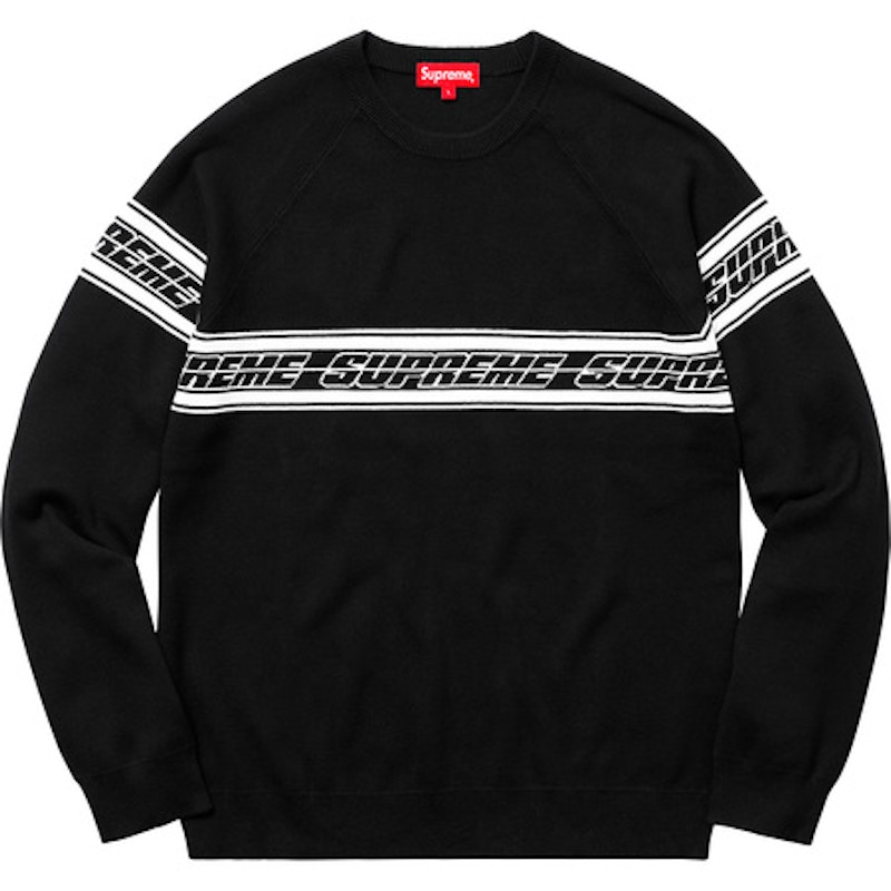 Supreme Striped Raglan Sweater Zwart