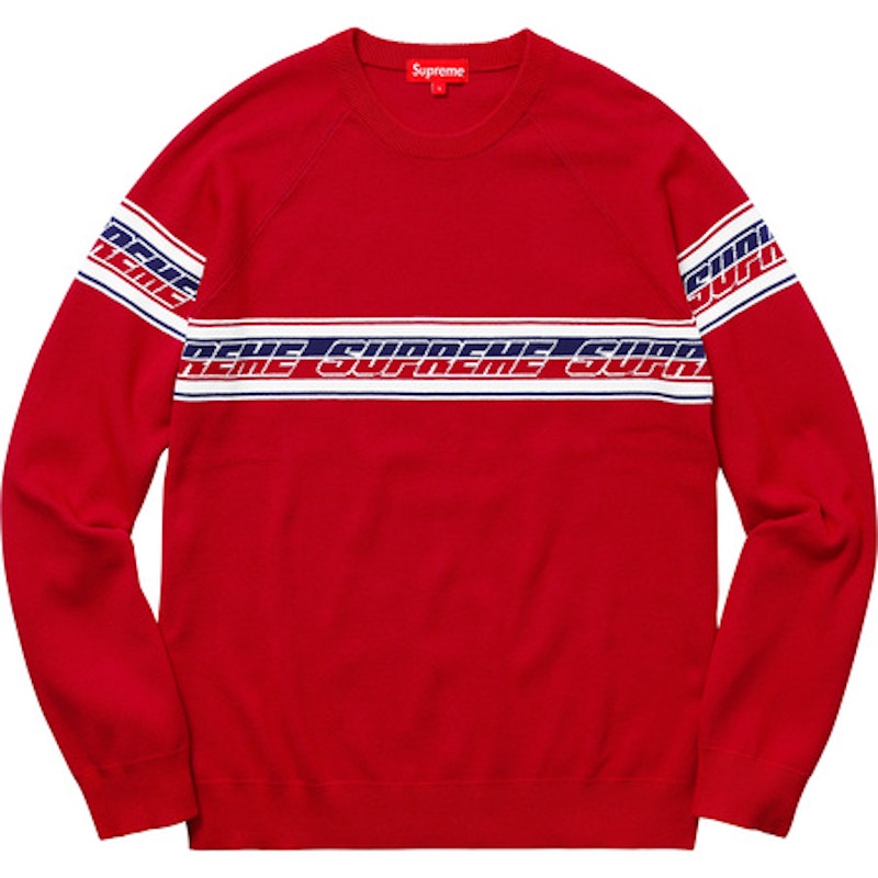 Supreme Striped Raglan Sweater Rood