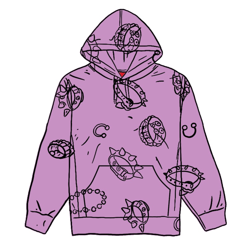 Supreme Studded Collars Hooded Sweatshirt Violet Paars