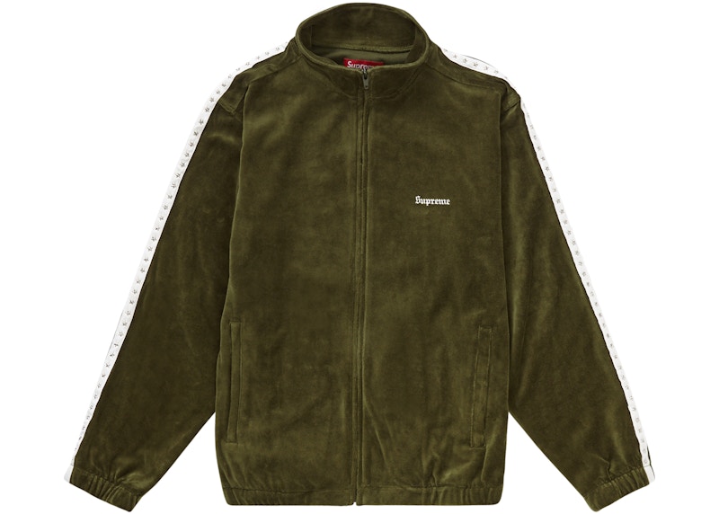 Supreme Studded Velour Track Jacket Olijf