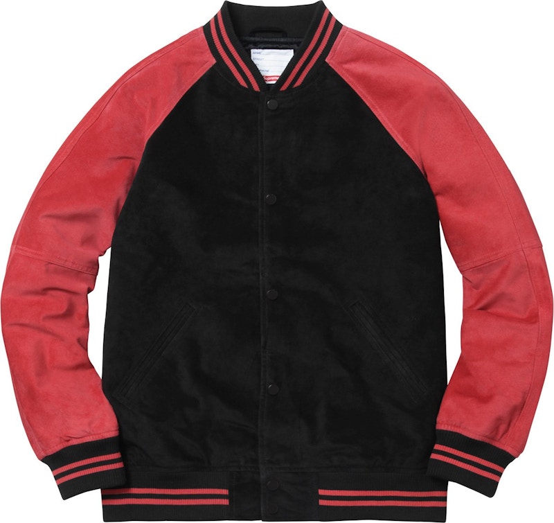 Supreme Suede Varsity Jacket Rood
