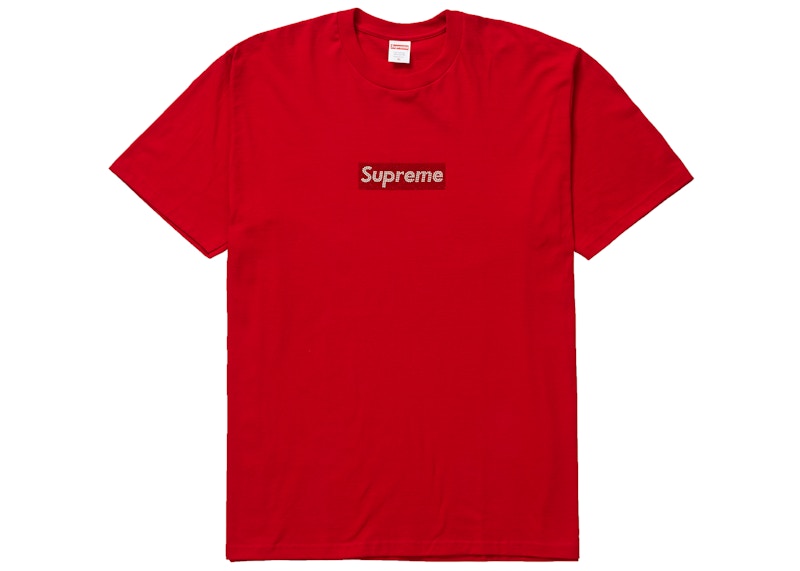 Supreme Swarovski Box Logo Tee Rood