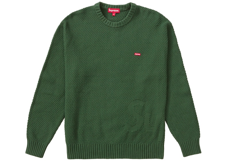 Supreme Textured Small Box Sweater Groen