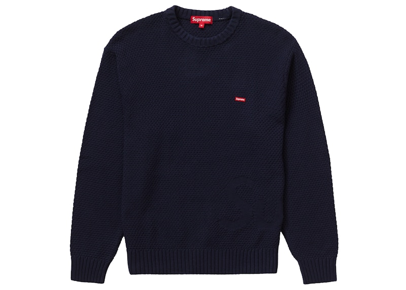Supreme Textured Small Box Sweater Blauw