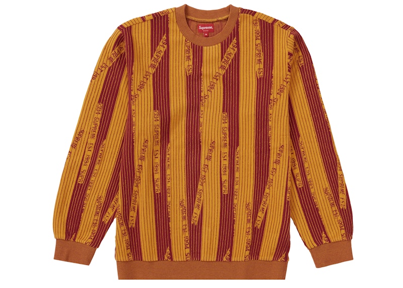 Supreme Textured Stripe Crewneck Geel