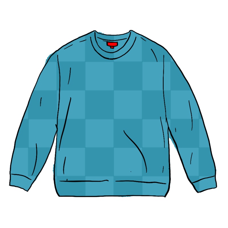 Supreme Tonal Checkerboard Small Box Sweater Turquoise