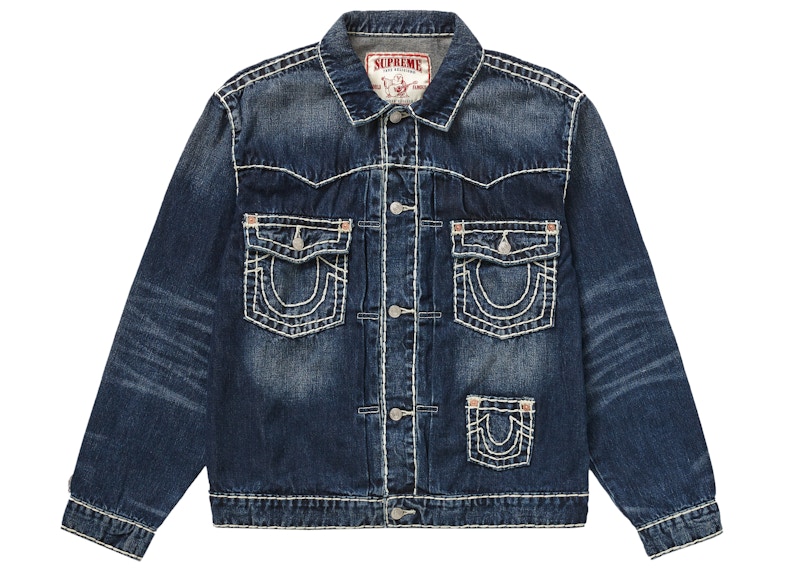 Supreme True Religion Trucker Jacket Washed Blauw