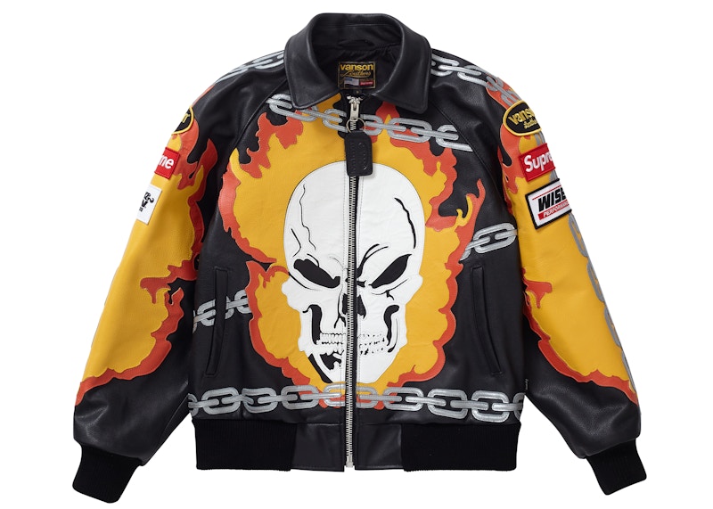 Supreme Vanson Leathers Ghost Rider Jacket Zwart