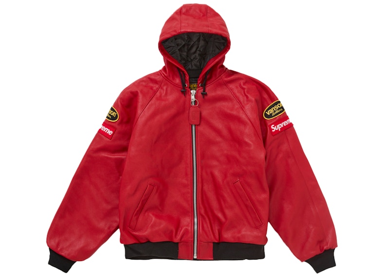 Supreme Vanson Leathers Hooded Work Jacket Rood