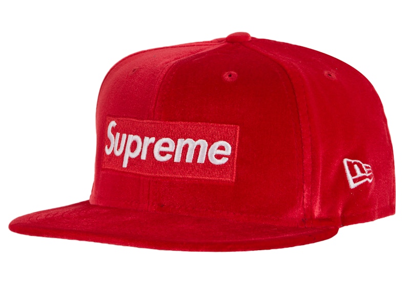 Supreme Velour Box Logo New Era Rood