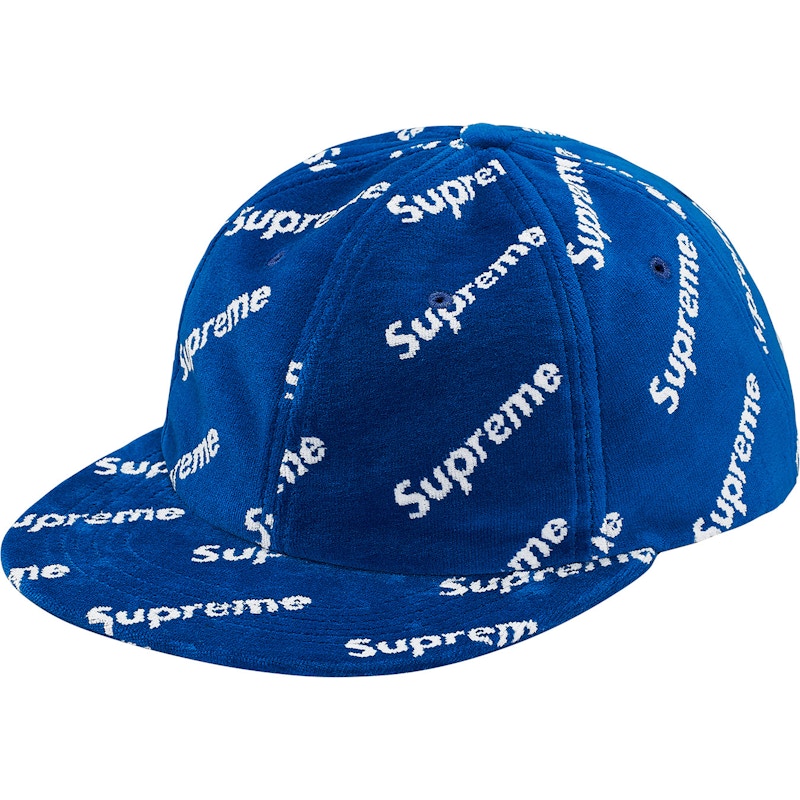 Supreme Velour Diagonal Logo 6-Panel Royal Blauw
