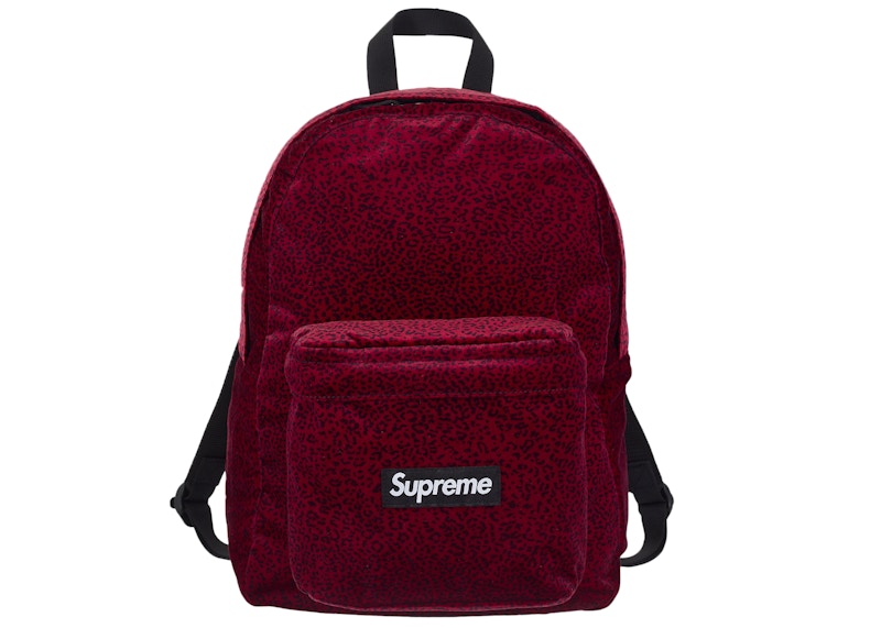 Supreme Velvet Backpack Leopard Rood