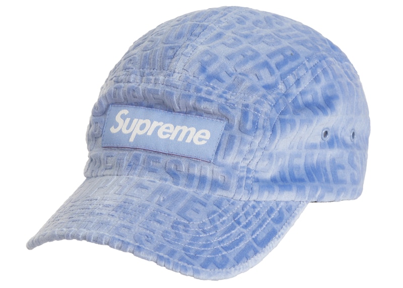 Supreme Velvet Pattern Camp Cap Light Blauw