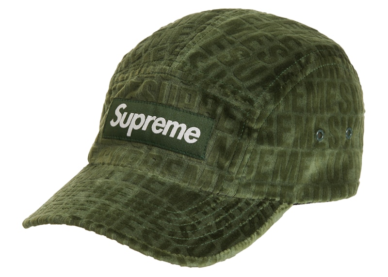 Supreme Velvet Pattern Camp Cap Olijf