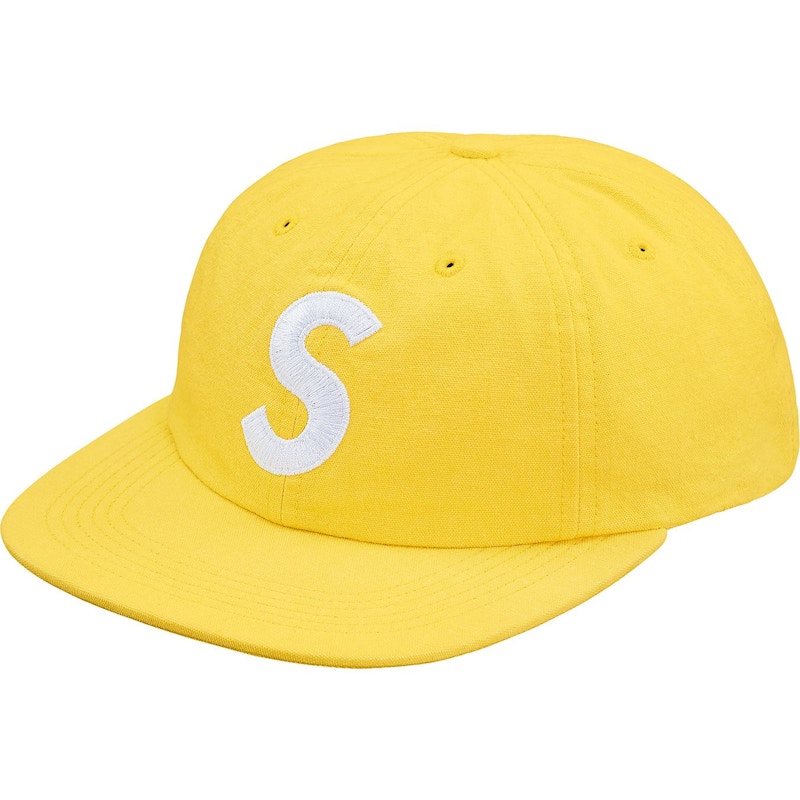 Supreme Washed Chambray S Logo 6-Panel Geel