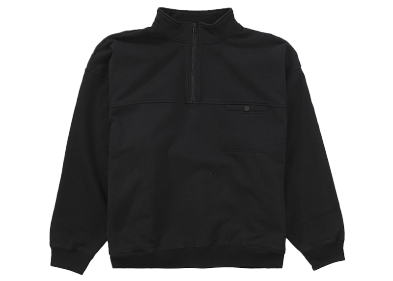 Supreme Washed Half Zip Pullover Zwart