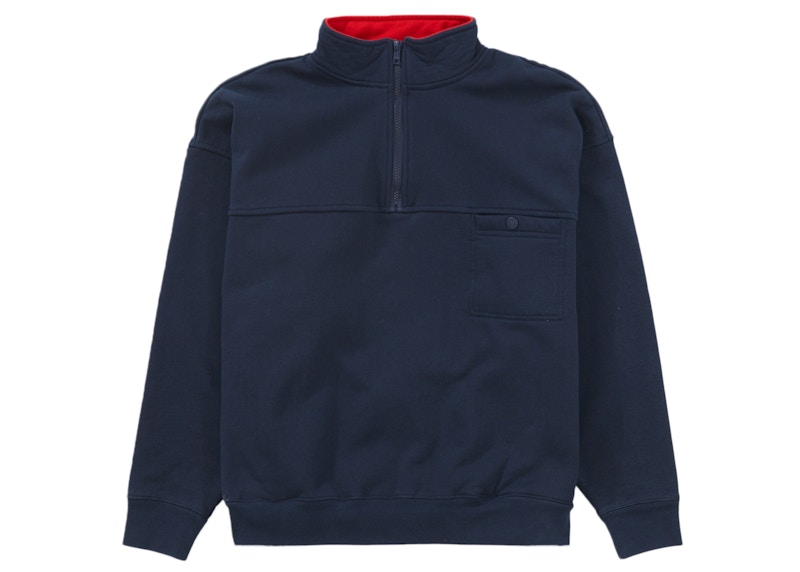 Supreme Washed Half Zip Pullover Blauw