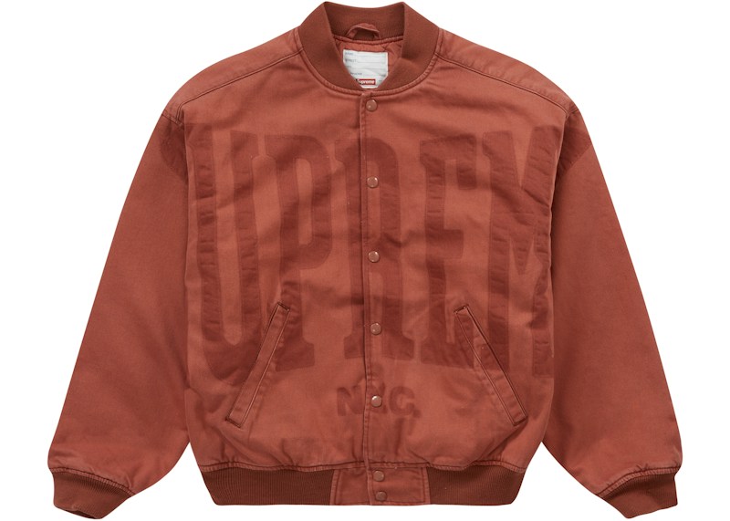 Supreme Washed Knockout Varsity Jacket Rust