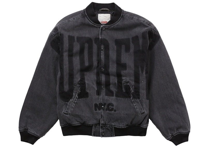 Supreme Washed Knockout Varsity Jacket Washed Zwart