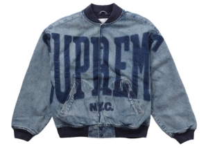 Supreme Washed Knockout Varsity Jacket Washed Blauw