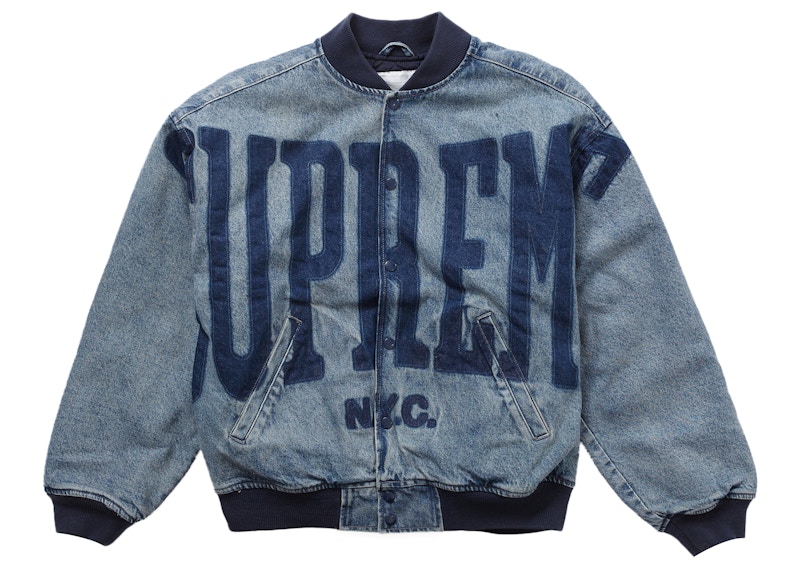 Supreme Washed Knockout Varsity Jacket Washed Blauw