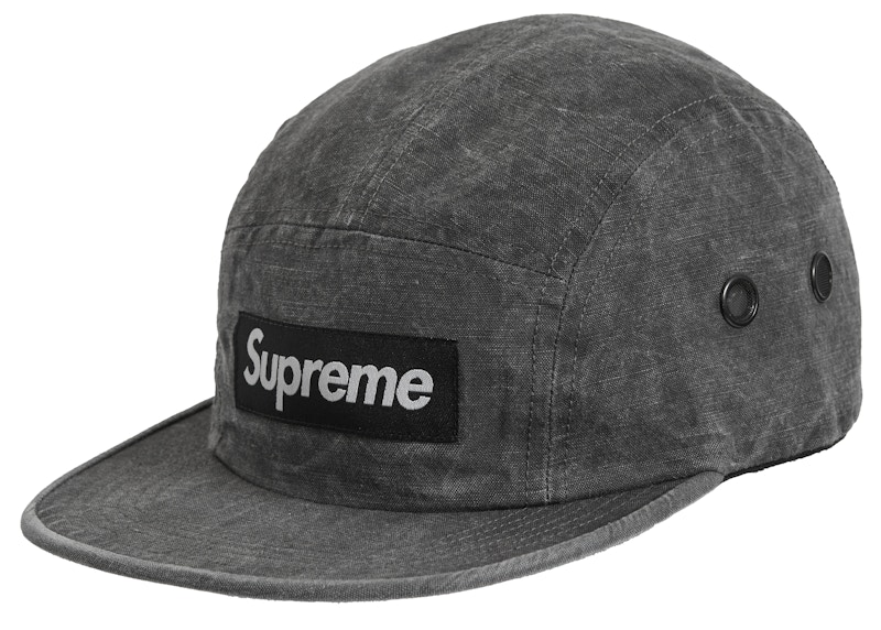 Supreme Washed Linen Camp Cap Zwart