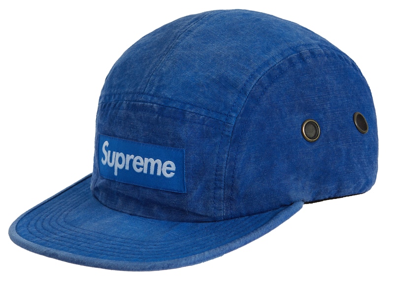 Supreme Washed Linen Camp Cap Blauw