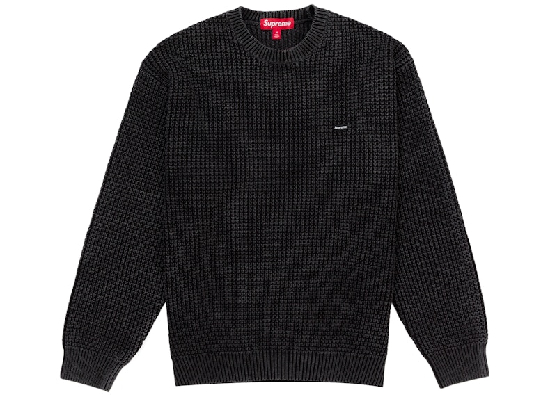 Supreme Washed Small Box Waffle Sweater Zwart