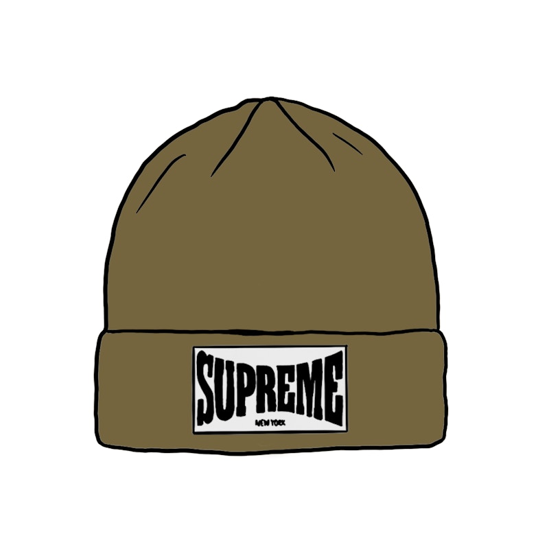 Supreme Woven Label Beanie Olijf