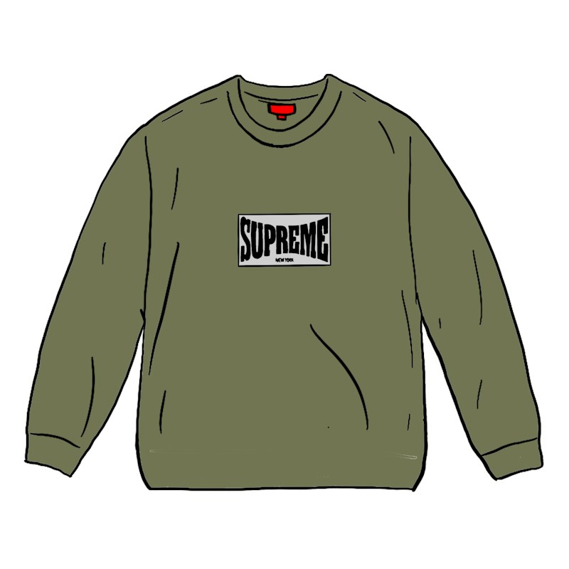 Supreme Woven Label L/S Top Olijf