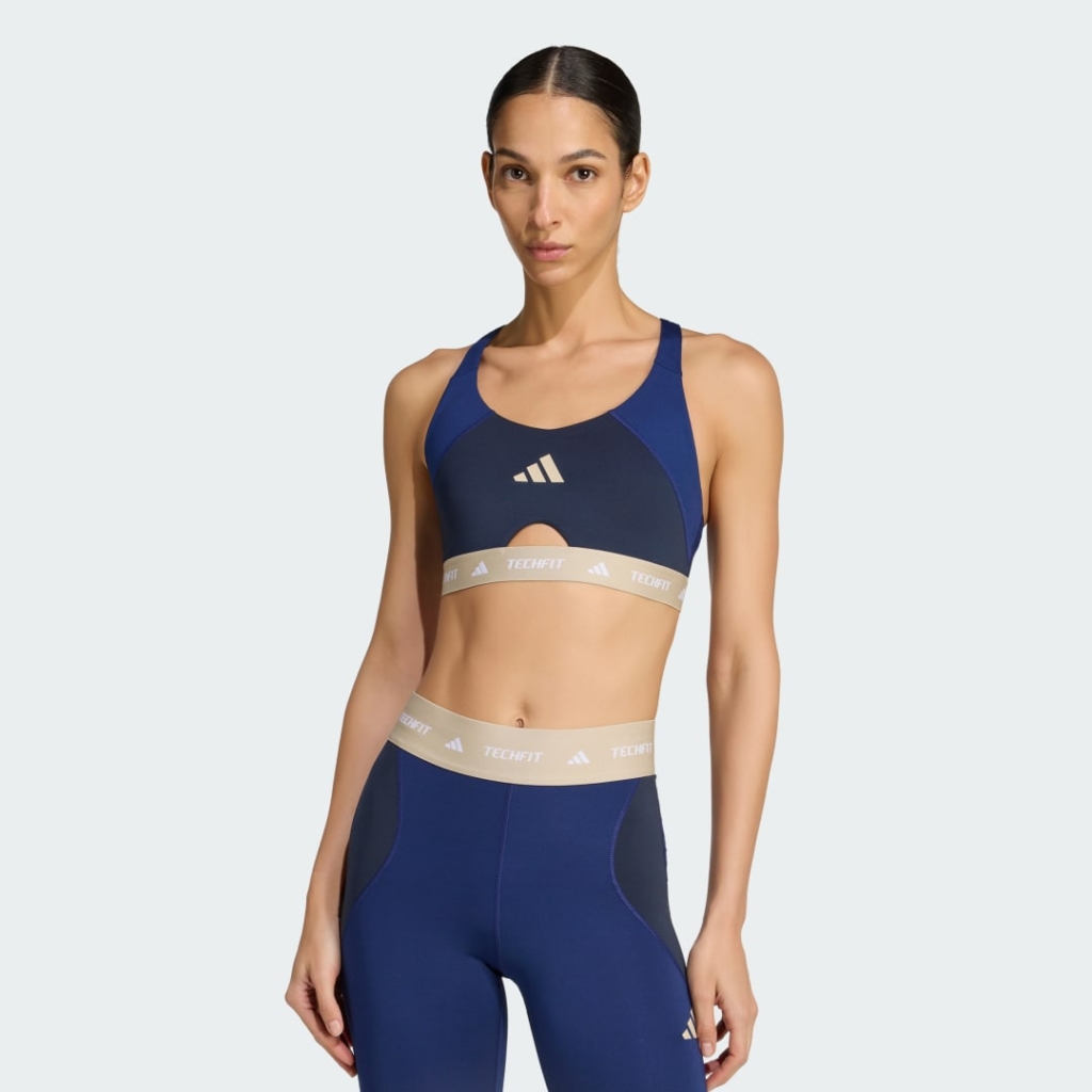 TECHFIT Color Block Medium Support Workoutbeha Blauw